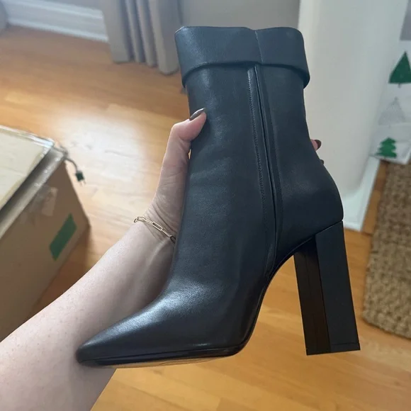 Yves Saint Laurent Joplin 105 Boots Booties Nero Baby Horse Block Heel Black - Picture 10 of 15